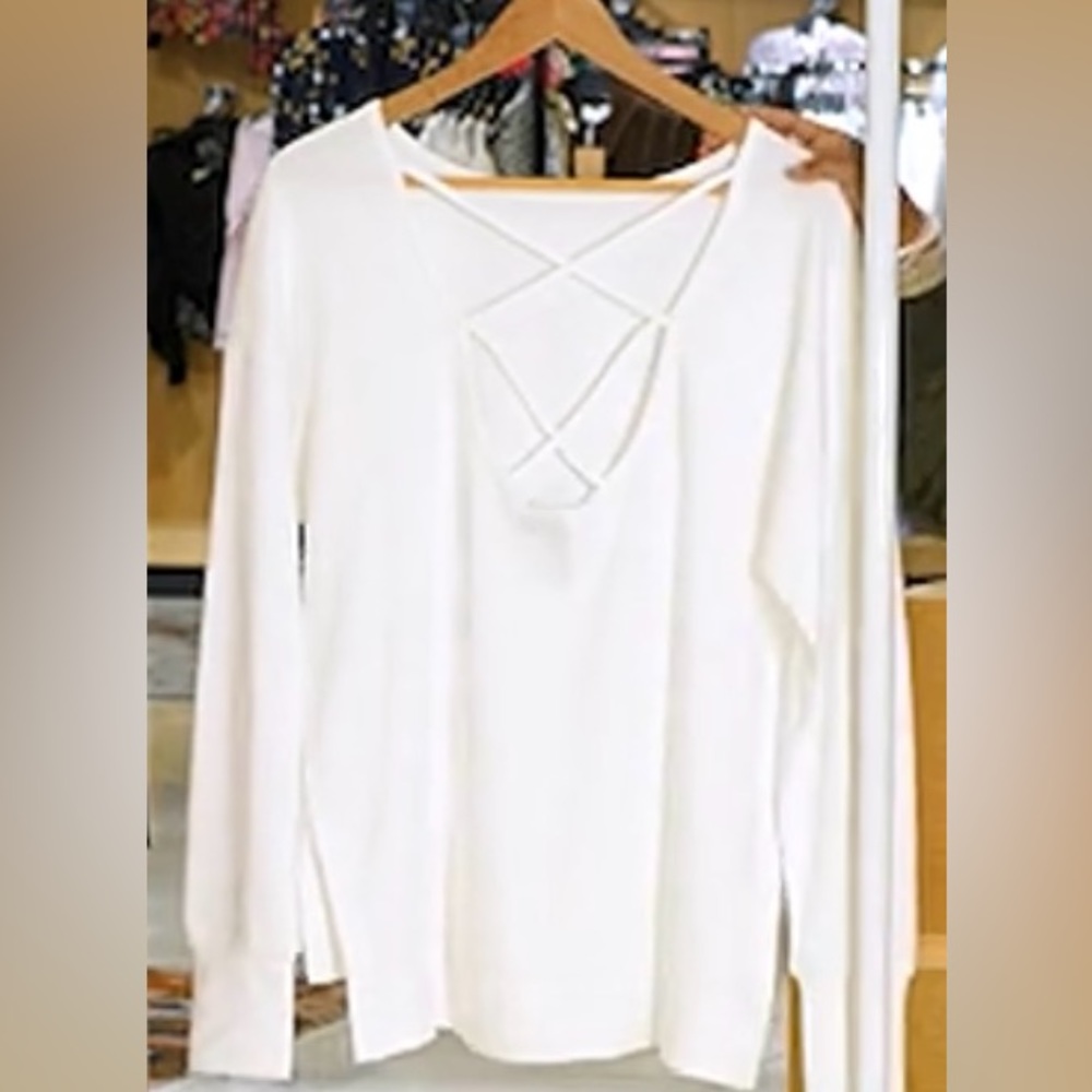 Sweaty Betty After Class cross back organic cotton and modal sweatshirt, White M